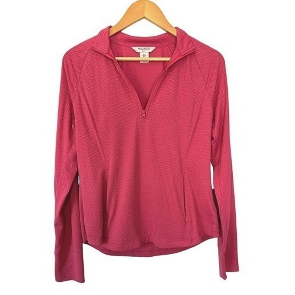Tommy Bahama Golf UPF 50 Quarter Zip Pullover Large Pink Honeycomb Active Top